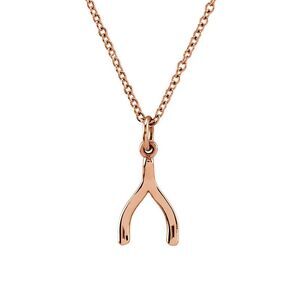 Tiny Wishbone Necklace in 14k Rose Gold, 18 Inch